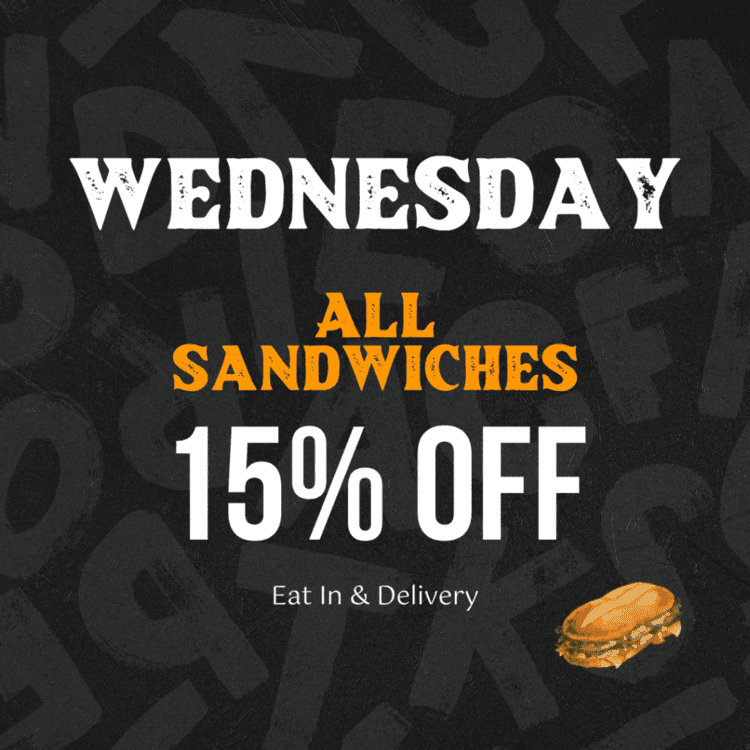 Wednesday Sandwiches 15% Off